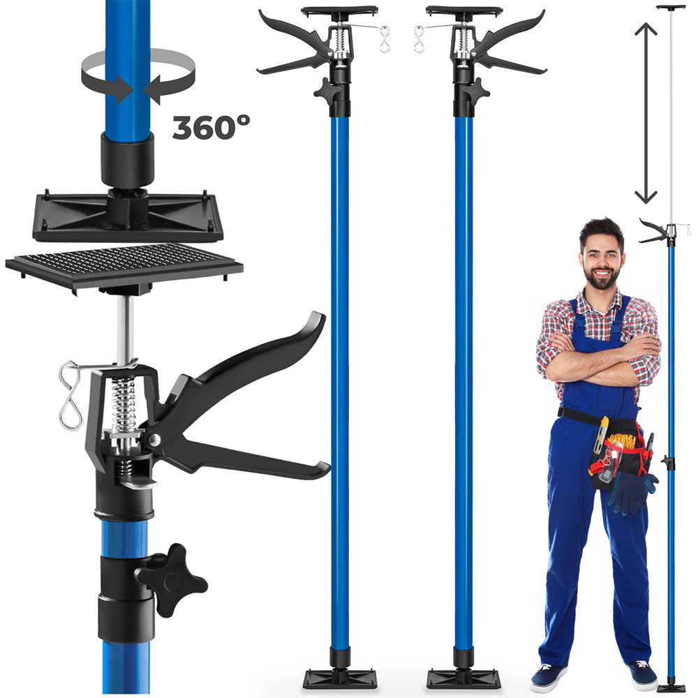 tectake Blue Adjustable Ceiling Support Shore Holder Plasterboard Props 115 to 290cm 2 Pack Image 2