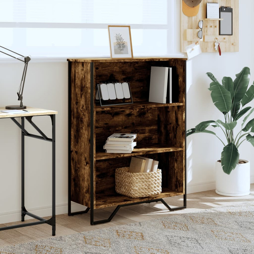vidaXL 3 Shelf Smoked Oak Bookcase Image 7
