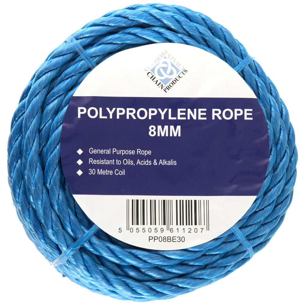 Chain Products 8mm x 30m Blue Stranded Polypropylene Rope Image