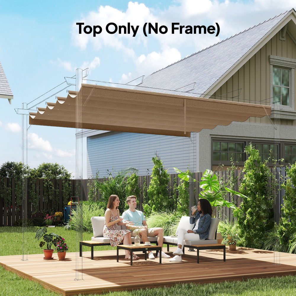 Outsunny 3 x 3m Tan Retractable Pergola Cover Image 2