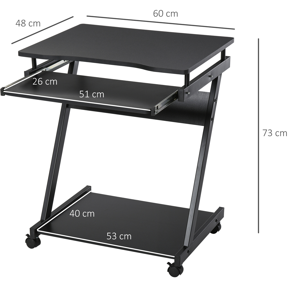 Portland Single Shelf Movable Computer Desk with Sliding Keyboard Tray Black Image 9