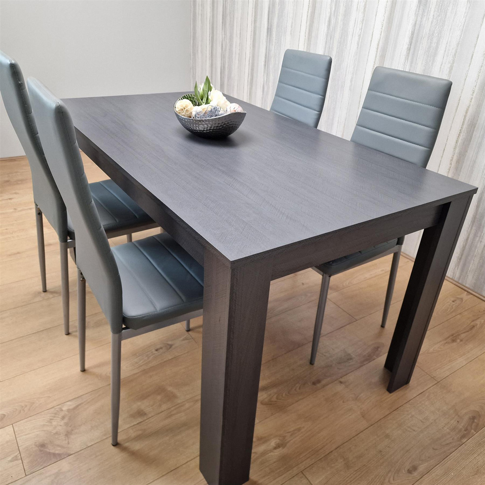 Kosy Koala 4 Seater Faux Leather Arrow Design Dining Set Charcoal and Grey Image 2