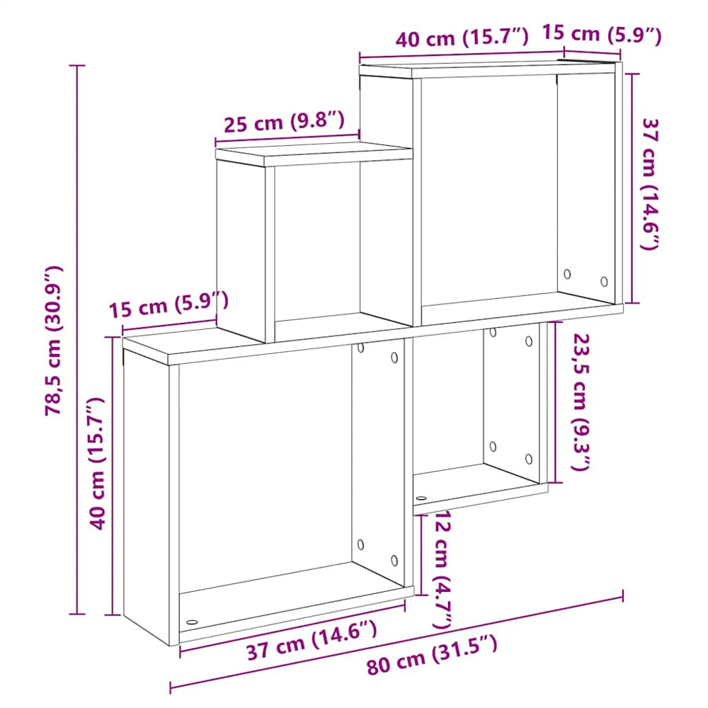 vidaXL 4 Shelf Artisan Oak Floating Wall Shelf Image 9