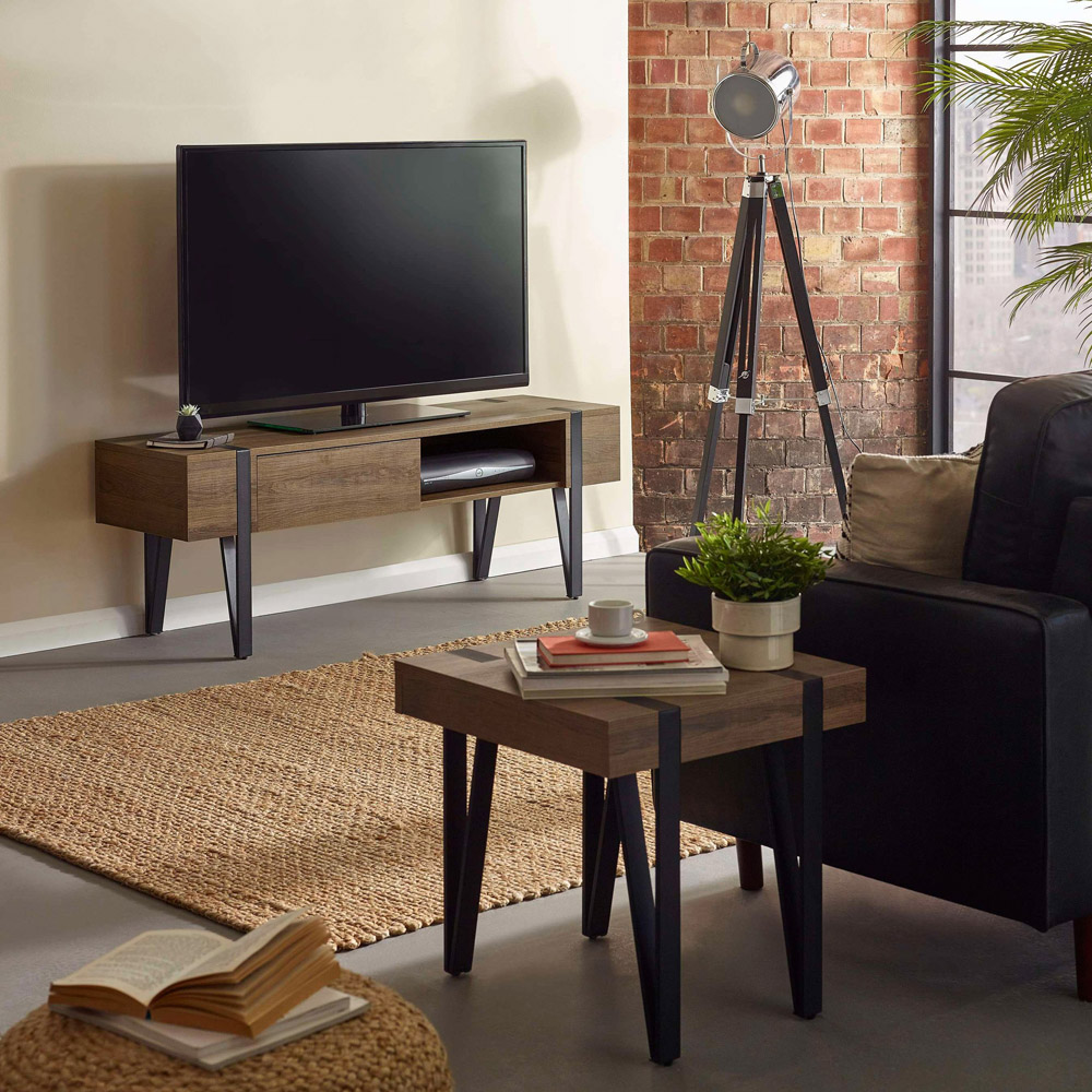 Julian Bowen Troy Rustic Wood Effect Square Side Table Image 8