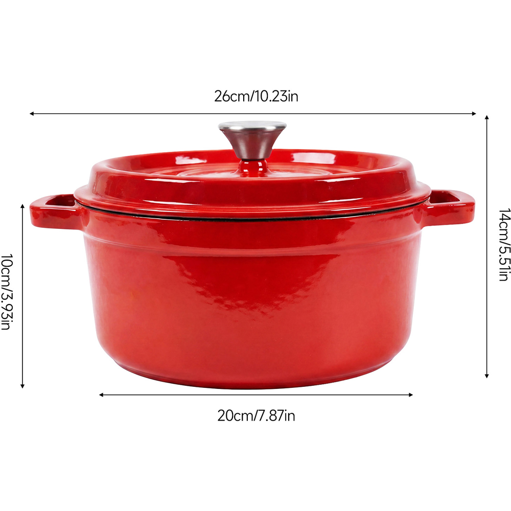 Living and Home 2L Red Enamelled Cast Iron Dutch Oven Image 8