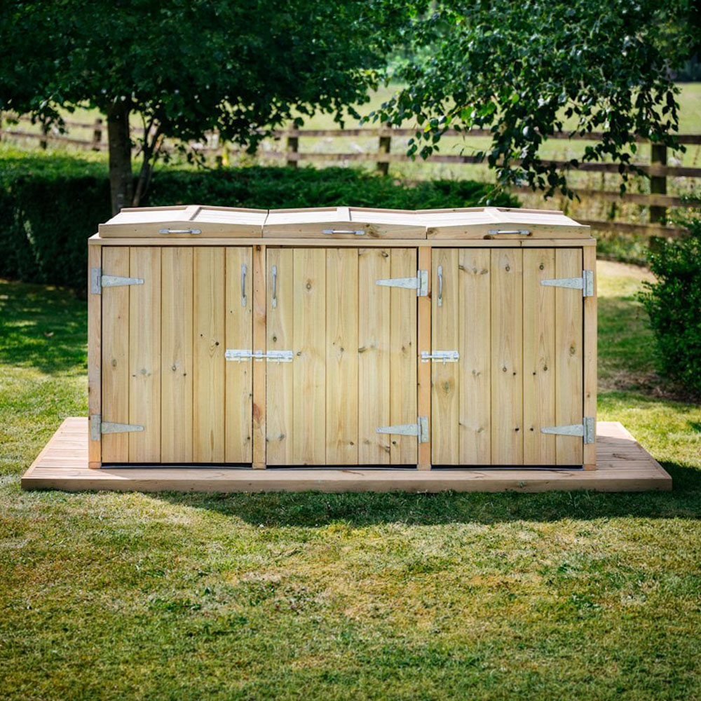 The Garden Village Dutton 6 x 2ft Triple Dustbin Storage Shed Image 1