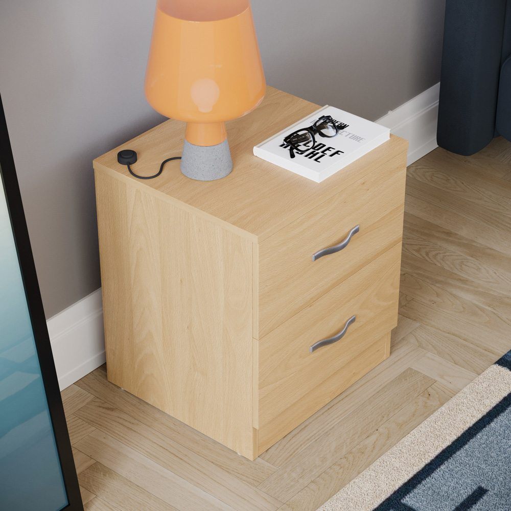 Vida Designs Riano 2 Drawer Pine Bedside Table Image 6