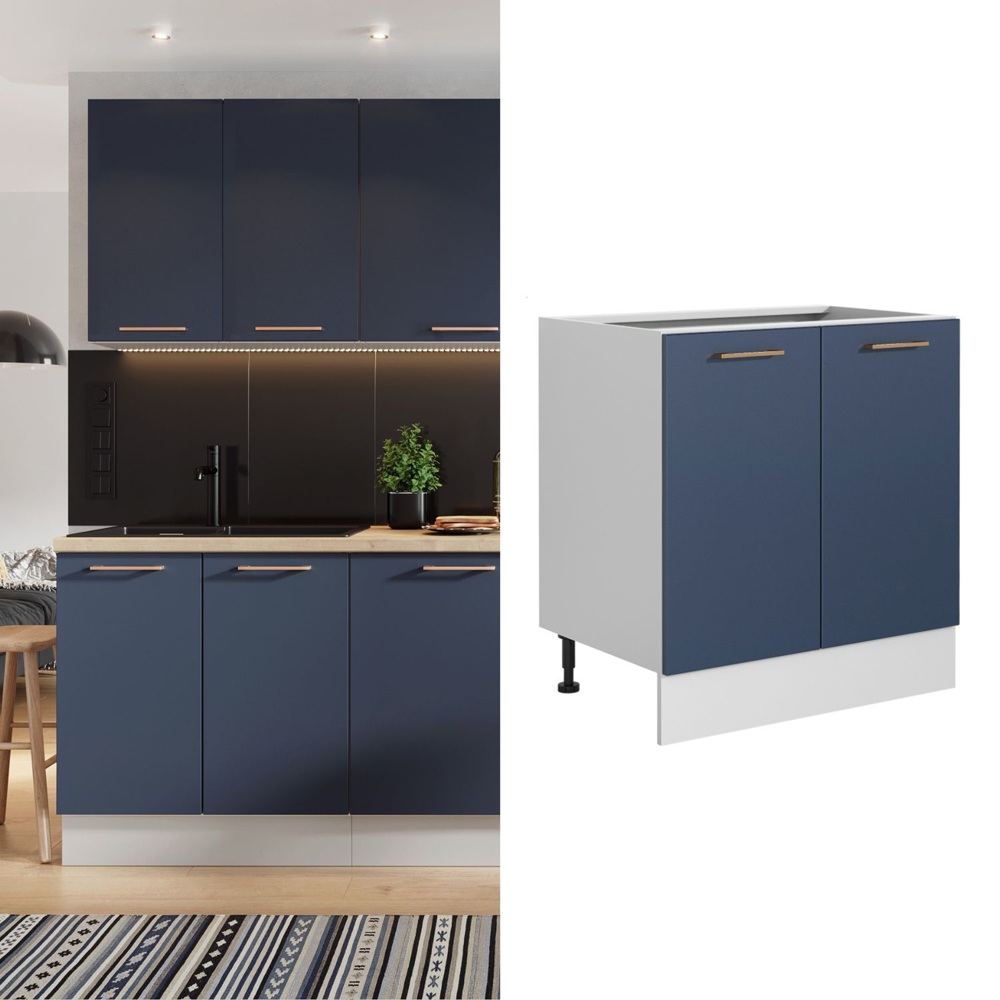 Impact Furniture Nora 2 Door Dark Navy Kitchen Base Unit 800mm Image 2