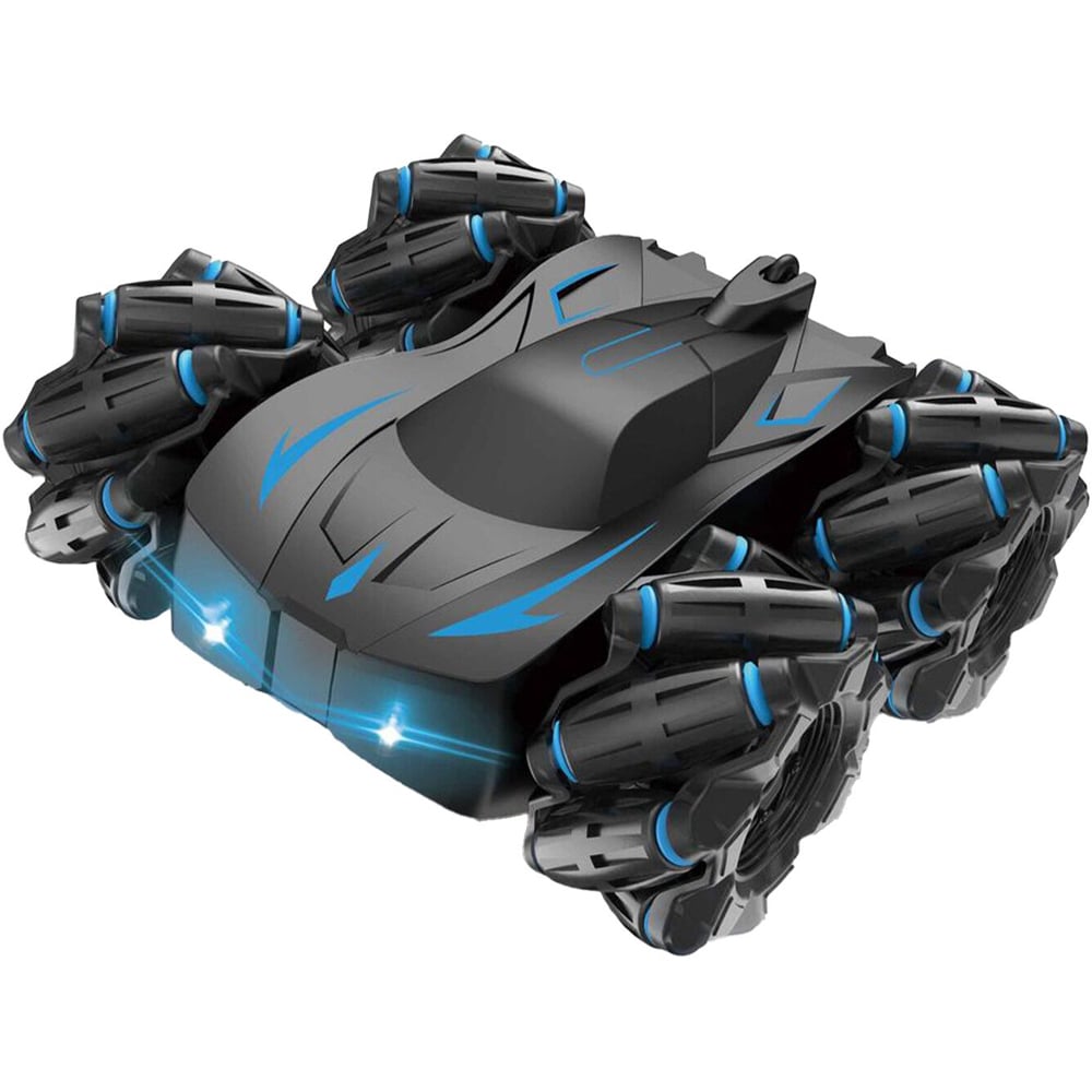 Remote Control Stunt Car with Lights and 4 Channels - Black and Blue Image 1