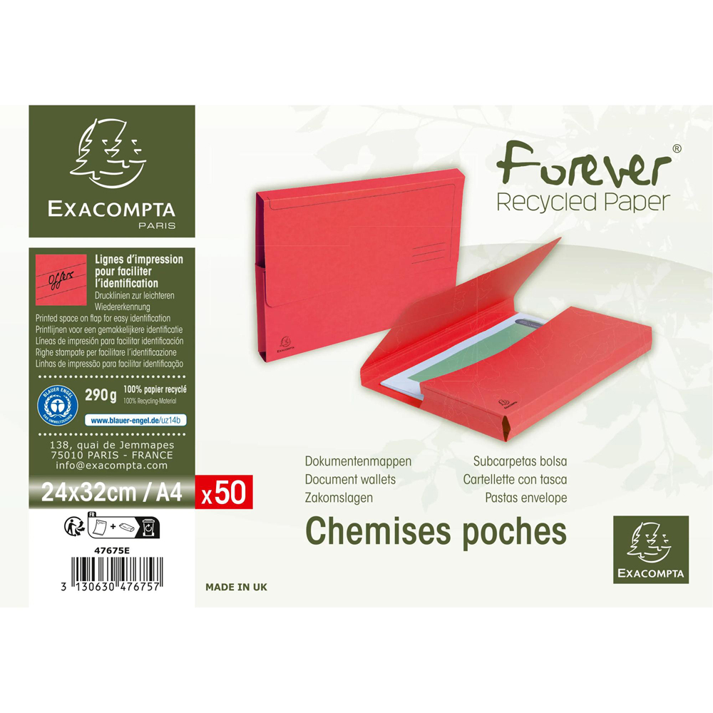 Exacompta Forever Bright Red A4 Document Wallets 2 Pack Image 4
