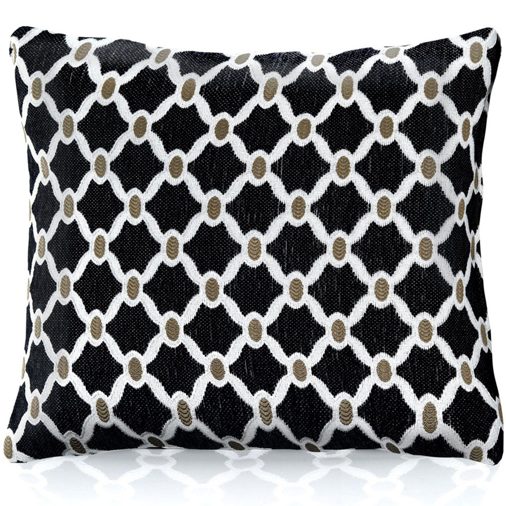 Alan Symonds Berkeley Black Chenille Geometric Cushion with Polyester Filled Pad 45 x 45cm 4 Pack Image 2