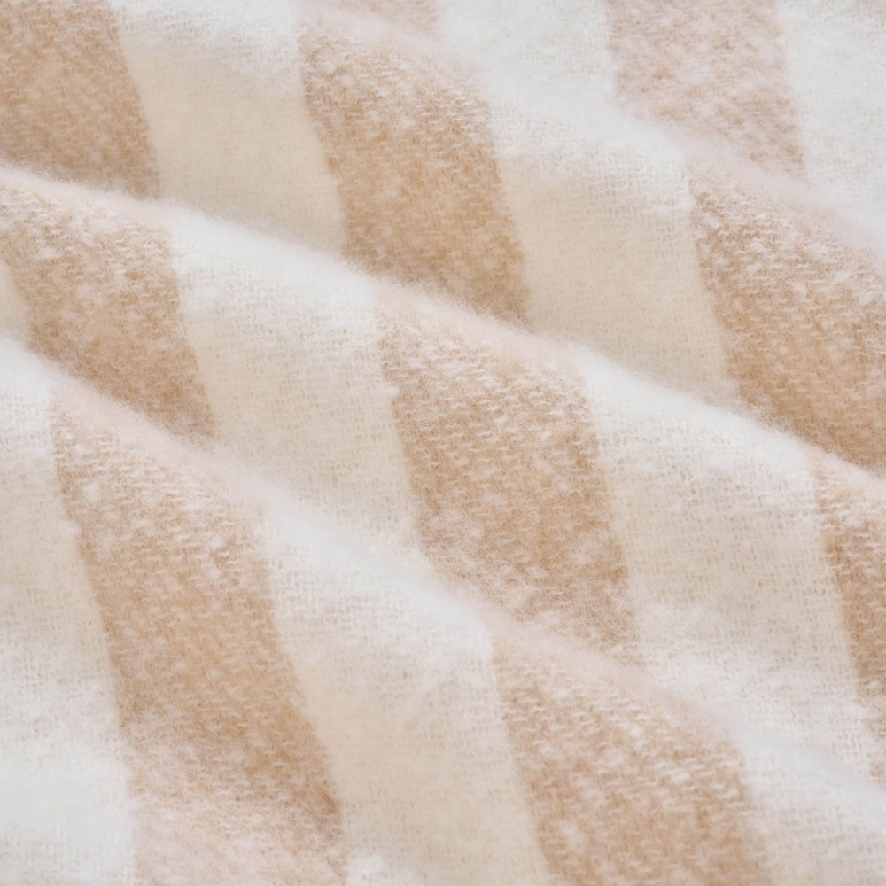 Allure Bath Fashions Taupe Faux Mohair Striped Herringbone Throw Blanket 130 x 170cm Image 5