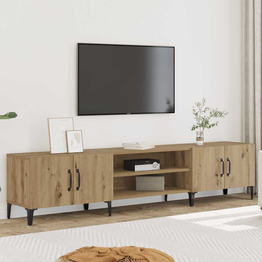 vidaXL 4 Door 2 Shelf Artisan Oak Wide TV Cabinet Image 1