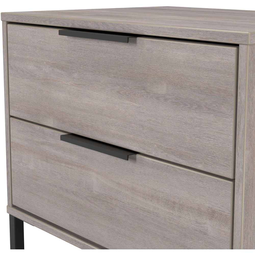 Crowndale Hong Kong 2 Drawer Grey Oak Side Table Ready Assembled Image 5
