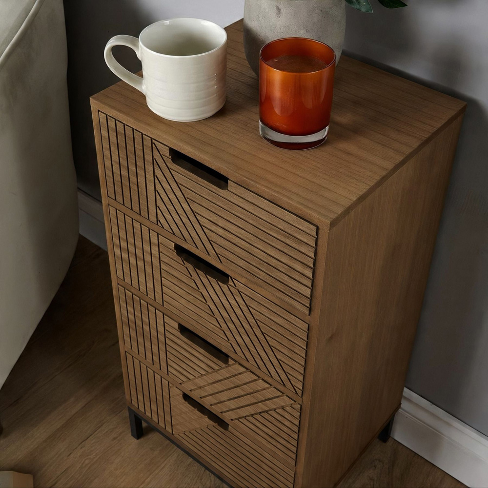 Home Source Mundesley 3 Drawer Wooden Geometric Storage Unit Image 3
