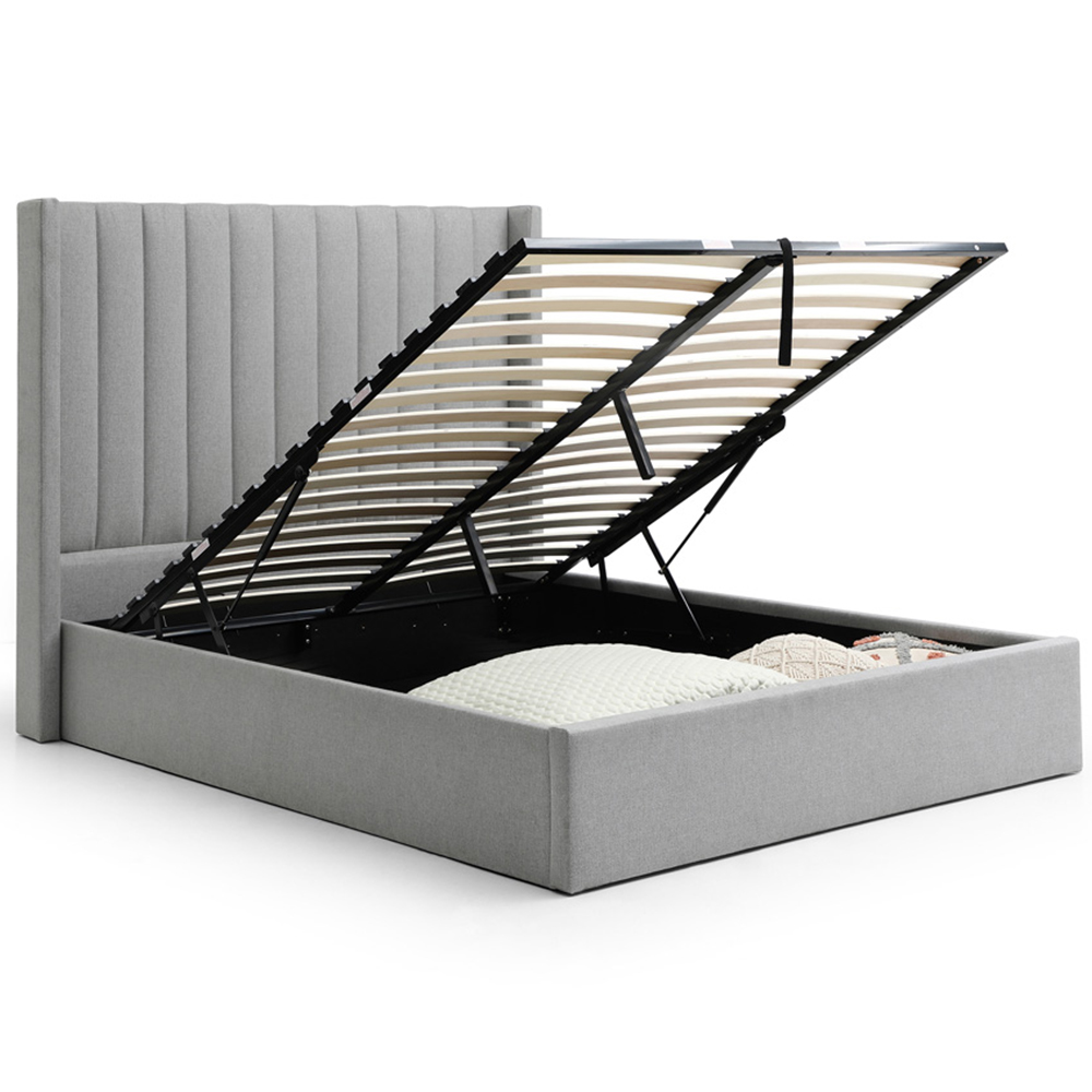 Atticus Super King Grey Faux Wool Ottoman Bed Image 4