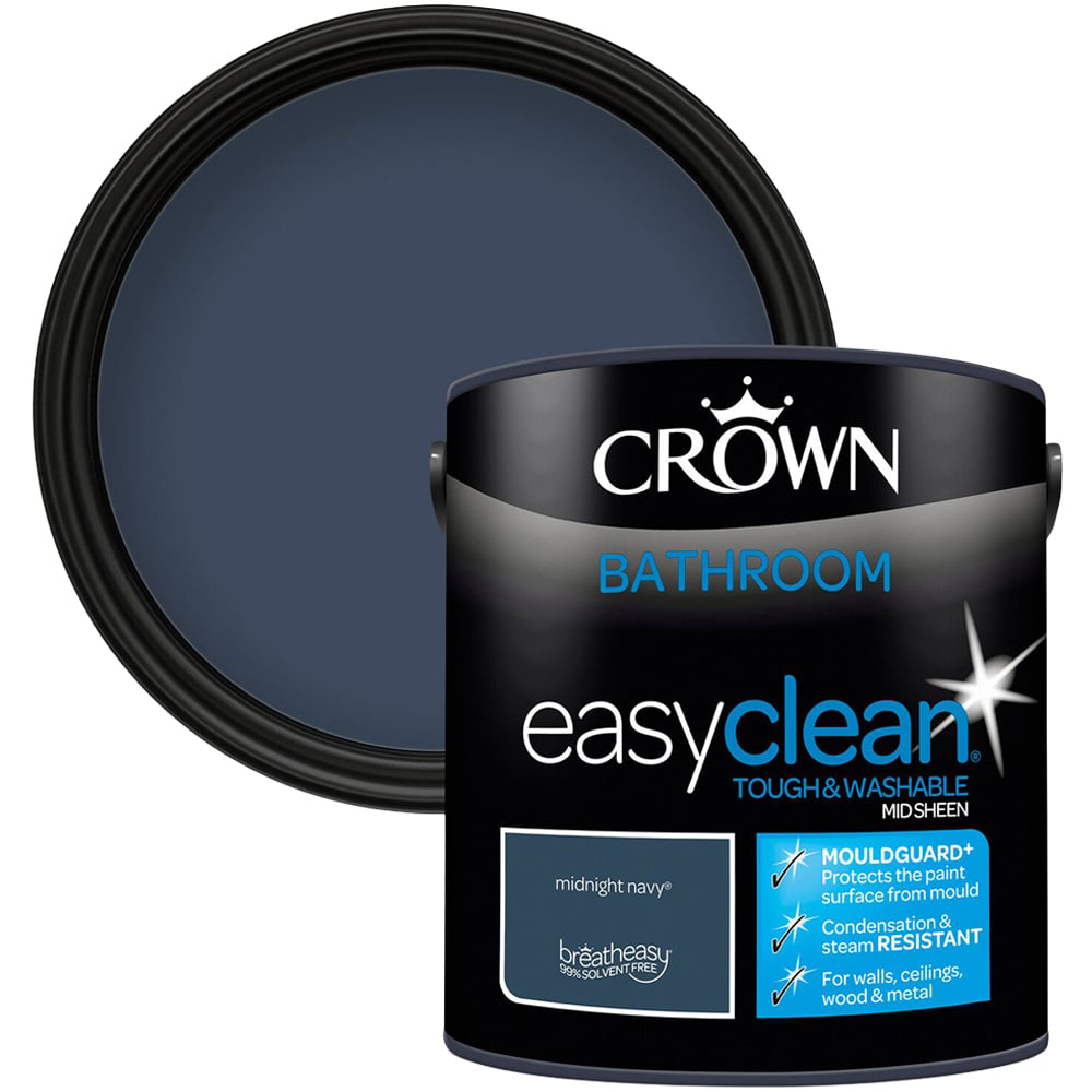 Crown Easyclean Bathroom Paint - Mid Navy Image 1