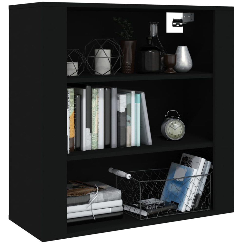 vidaXL 3 Open Shelf Black Wall Mounted Cabinet Image 3