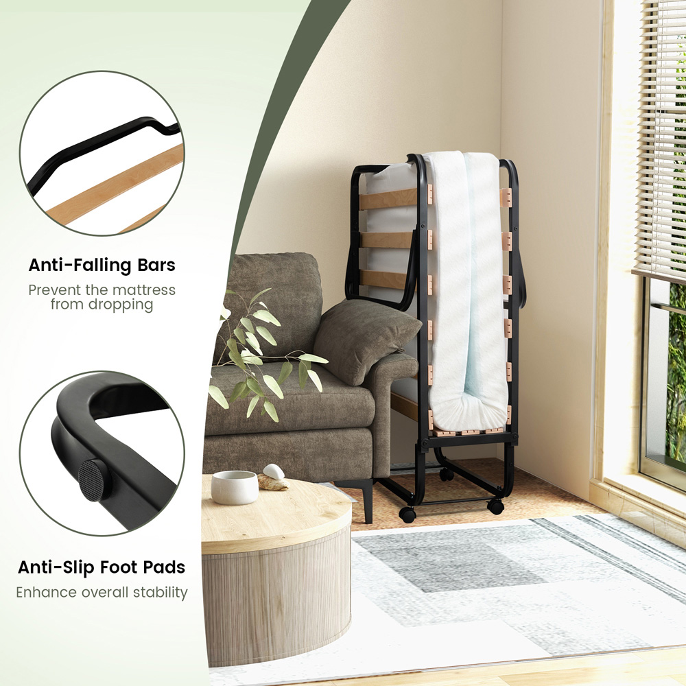 Costway Single Folding Bed with Mattress Image 4