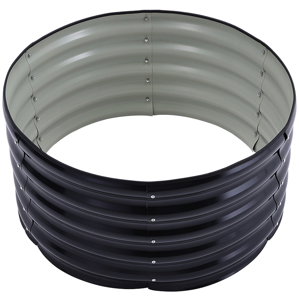 Living and Home Anthracite Dia Round Galvanised Steel Raised Garden Bed 80cm Image 3