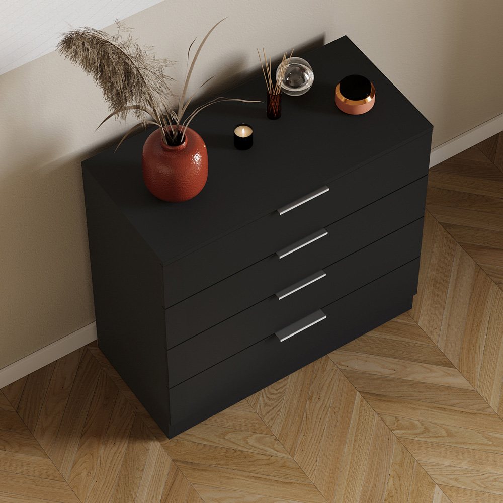 VIDA DESIGNS Trega 4 Drawer Black Bedside Cabinet Image 4