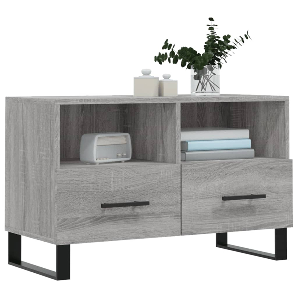 vidaXL 2 Drawer 2 Shelf Grey TV Cabinet Image 5
