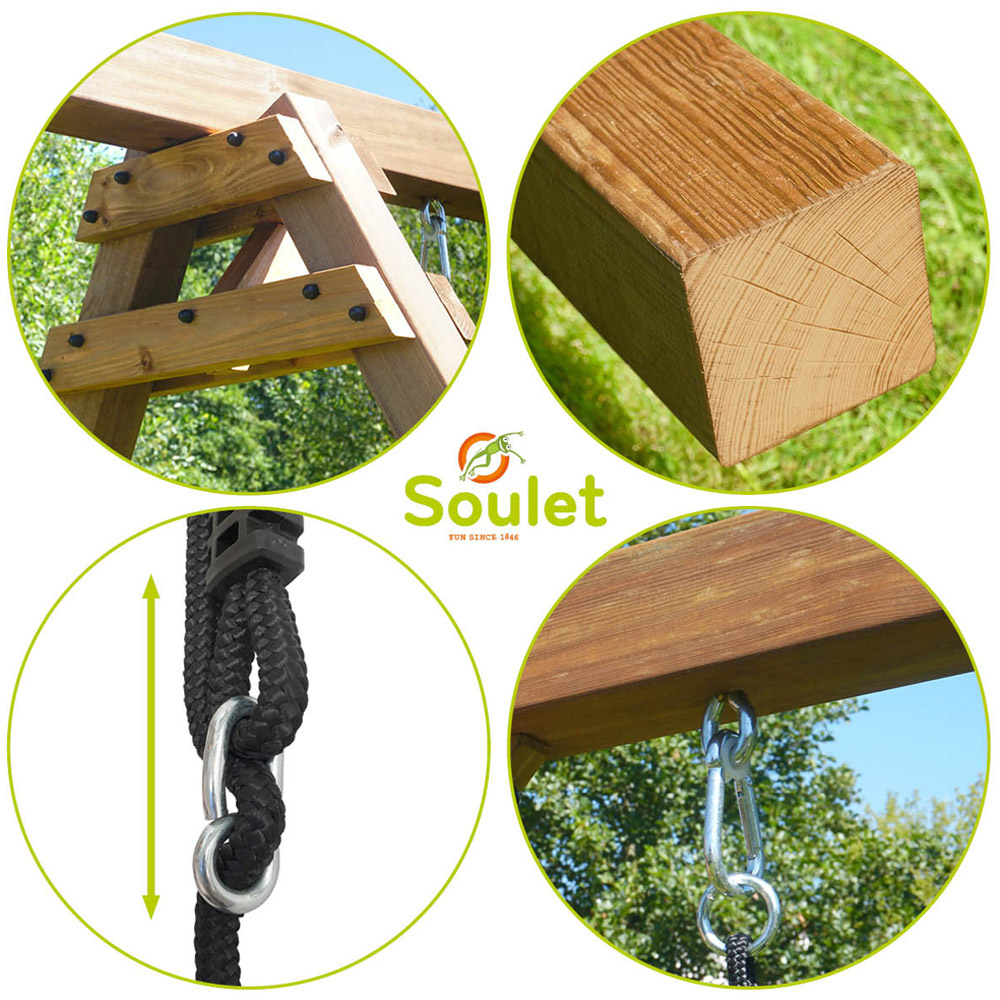 Soulet Ambre Kids Wooden Seat Adjustable Double Swing Set Image 7