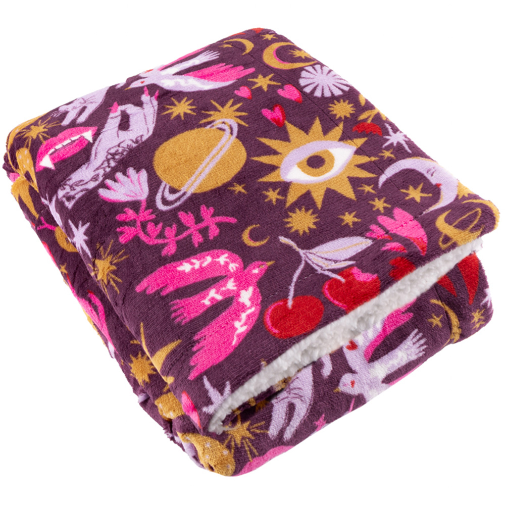 Furn Enchanted Printed Pink Sherpa Fleece Throw 130 x 180cm Image 1