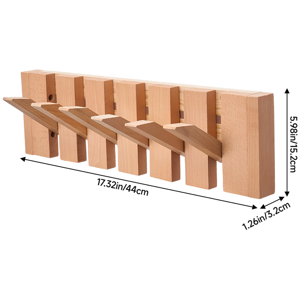 Living and Home Natural Wall-Mounted Coat Rack with 6 Flip-Down Hooks Image 8