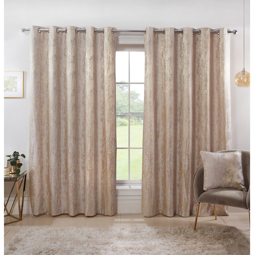 Divante Agadir Champagne Jacquard Eyelet Curtains 229 x 229cm Image 2