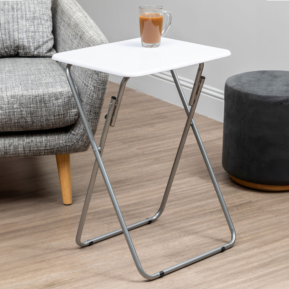 Premier Housewares White Folding Side Table Image 6