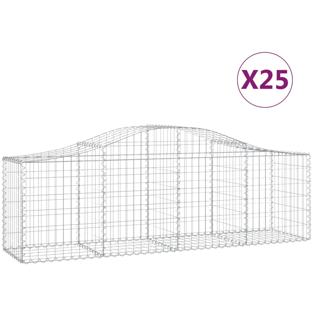 vidaXL Silver Galvanised Iron Arched Gabion Basket 200 x 50 x 60/80cm 25 Pack Image 4
