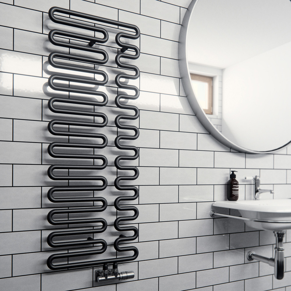 Terma Swale Metallic Black Heated Towel Rail 1746 BTU 1244 x 465mm Image 2