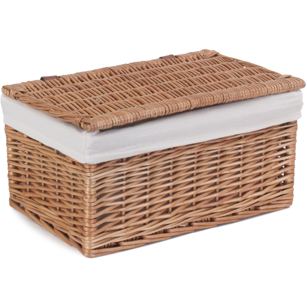 Red Hamper Small Light Steamed Cotton Lined Wicker Storage Basket Image 2