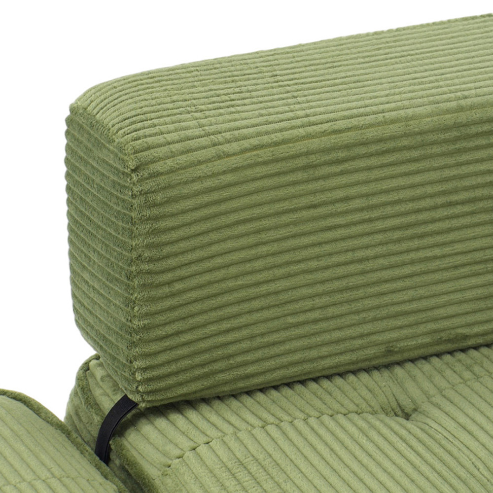 Living and Home Single Seater Green Foldable Corduroy Upholstered Sofa Bed Image 4