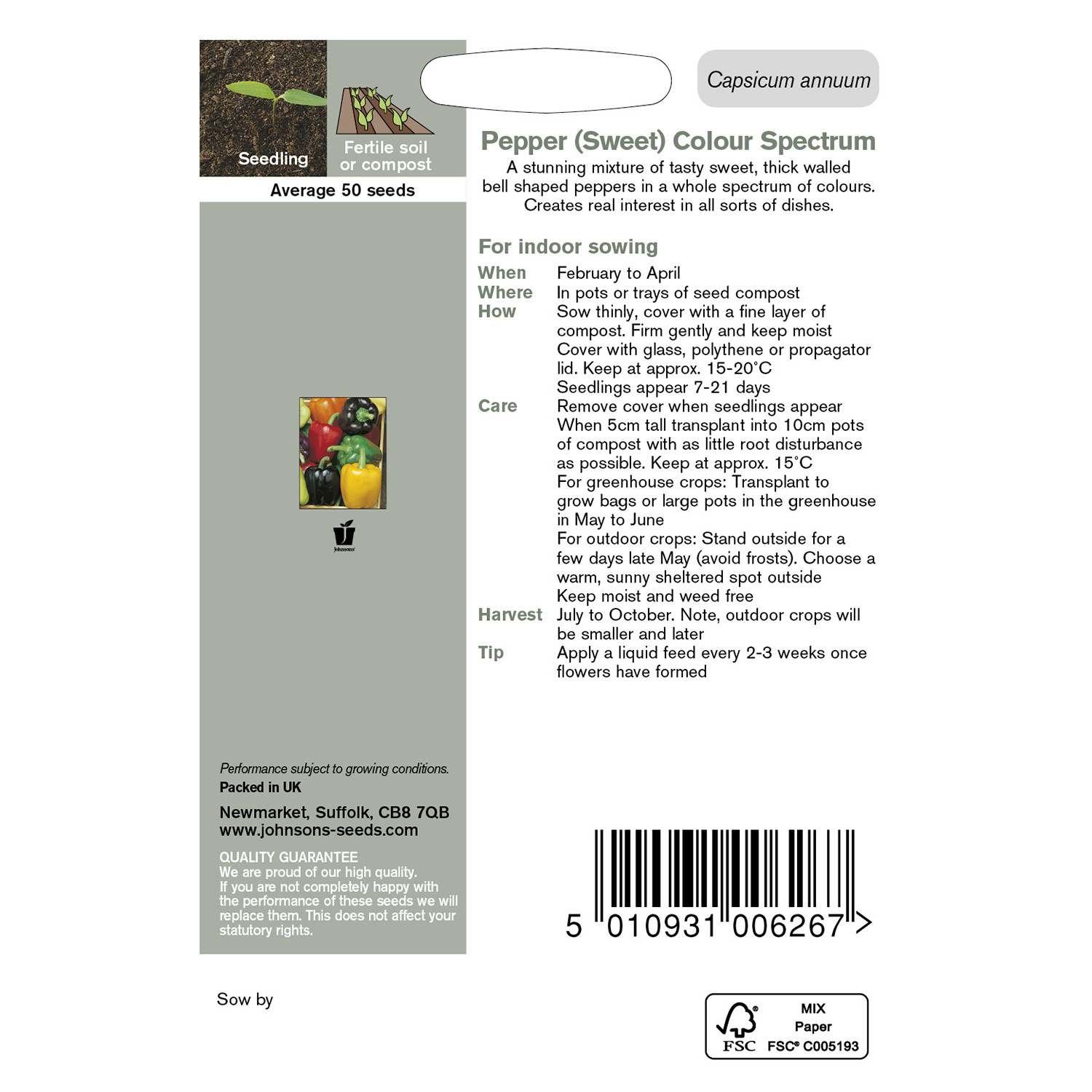 Johnsons Colour Spectrum Sweet Pepper Seeds Image 3