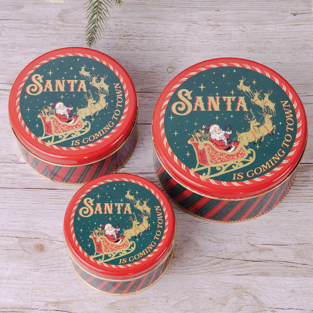 Vintage Santa Claus Tin Set Image 2