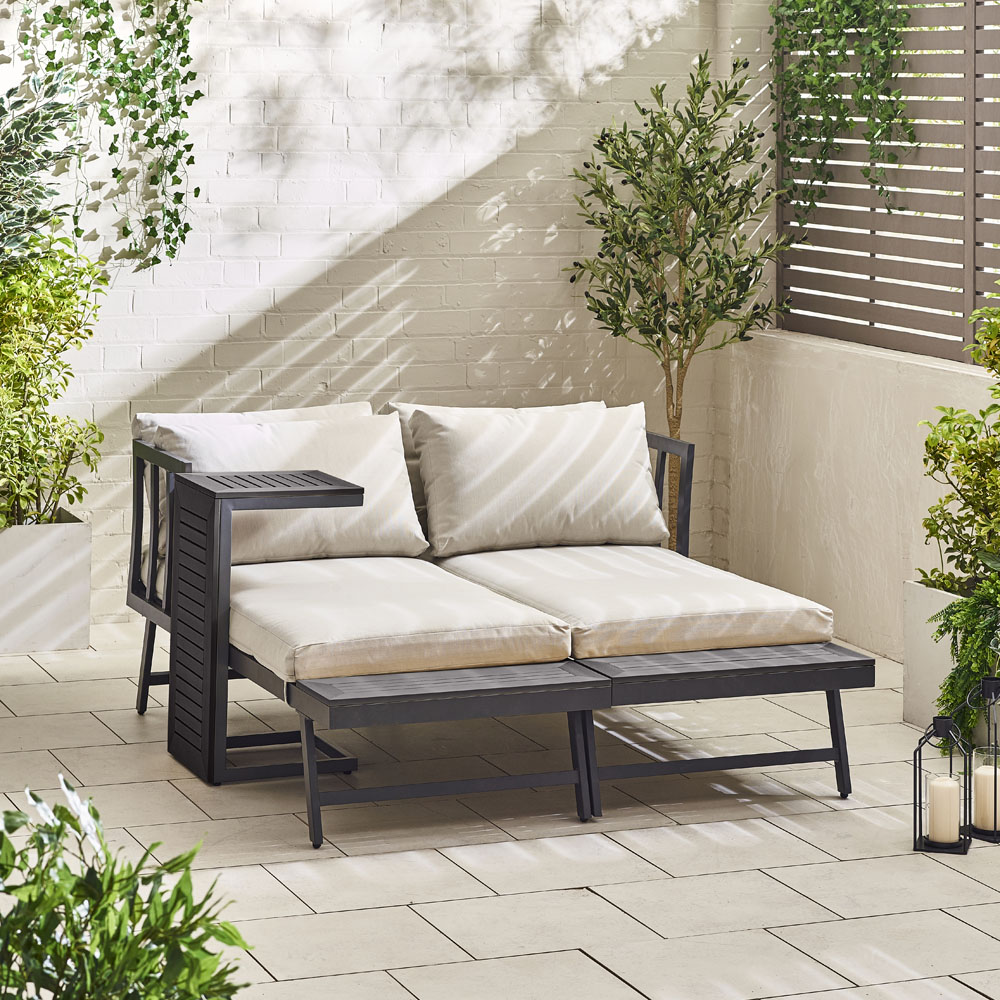 Furniturebox Cancun Grey Metal 2 Seater Outdoor Lounge Set Image 6