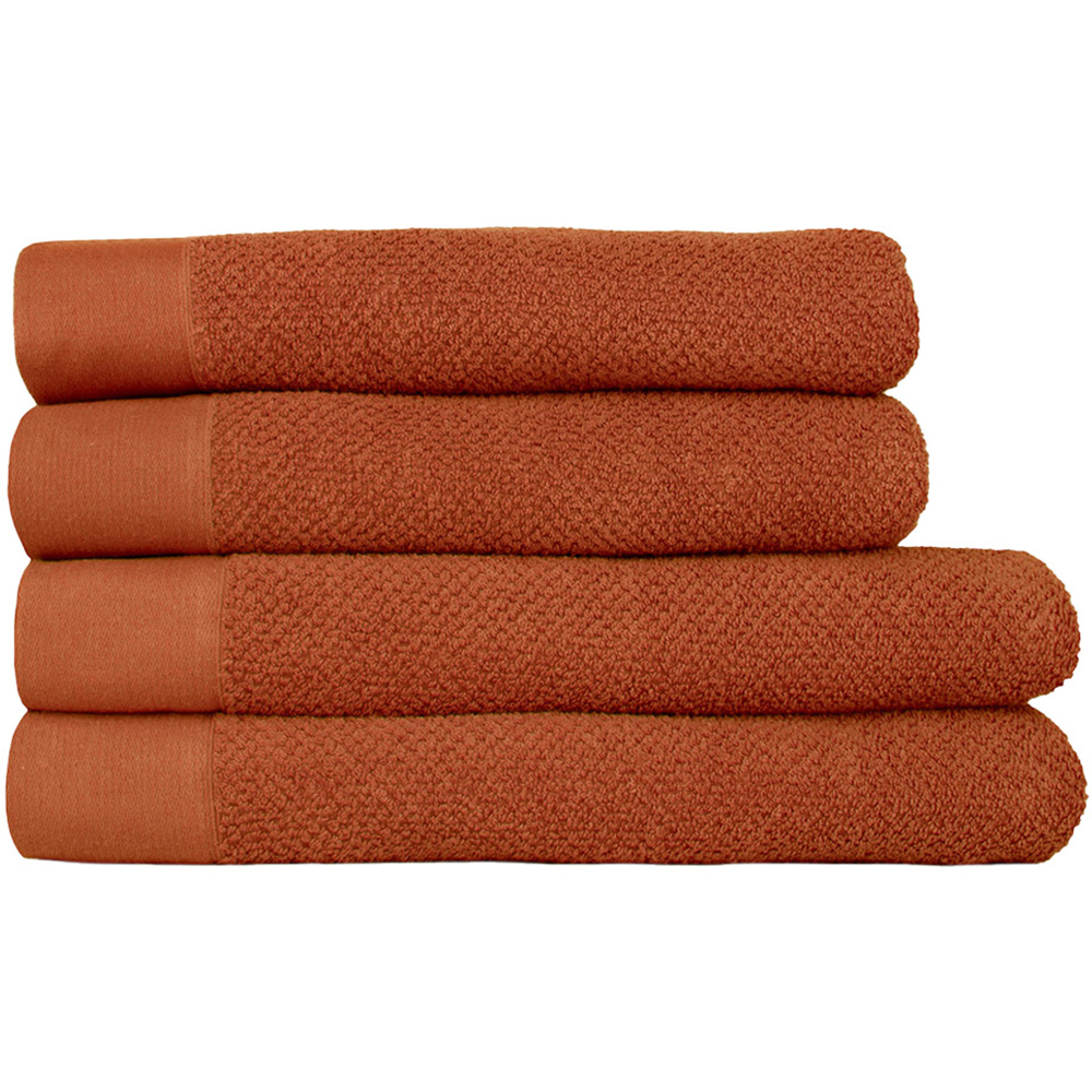 furn. Textured Cotton Brown Bath Towels and Sheets Set of 4 Image 1