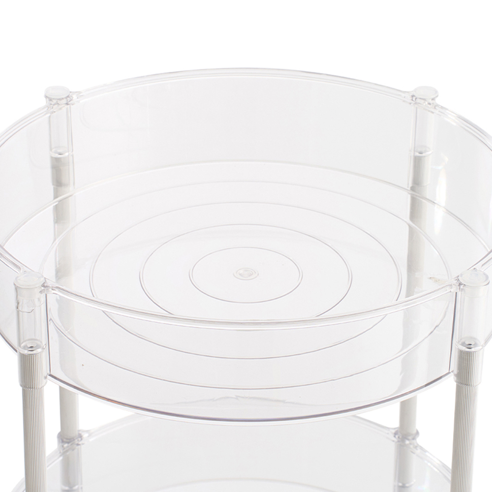 Living and Home 4 Shelf Clear Round Rolling Storage Cart Image 3