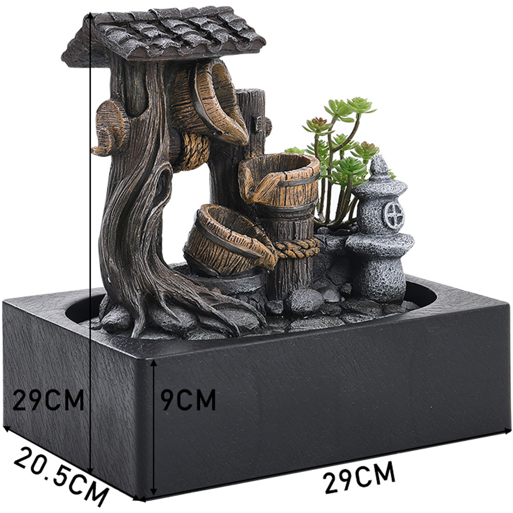 Living and Home Tabletop Relaxation Resin Water Fountain with Light Image 8