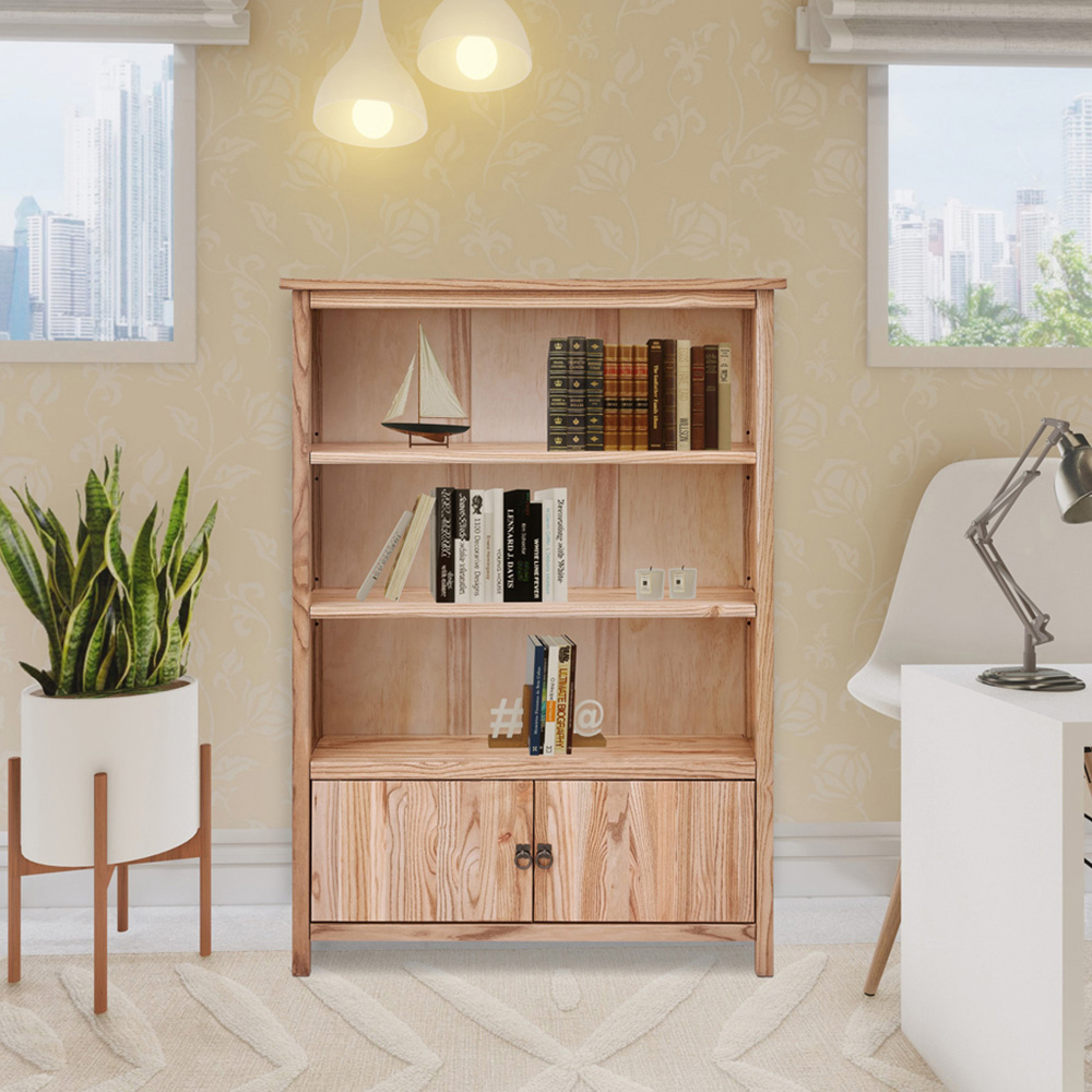 Montese 3 Shelf 2 Door Light Wood Bookcase Image 8