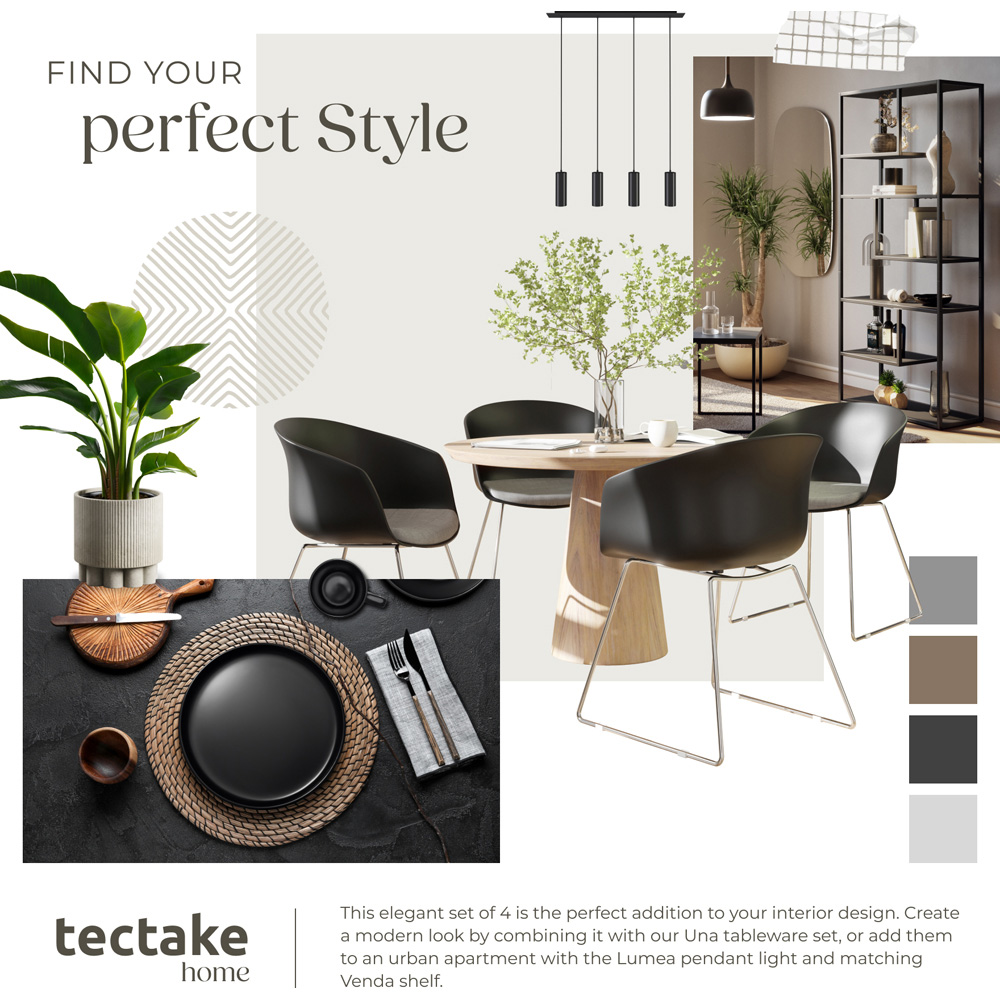 tectake Logart Set of 4 Padded Dining Chair Image 7