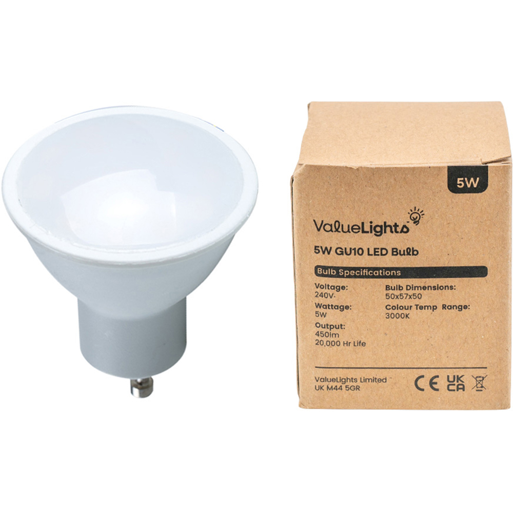 ValueLights 8 Pack GU10 LED 3000K 5W Warm White Light Bulb Image 2