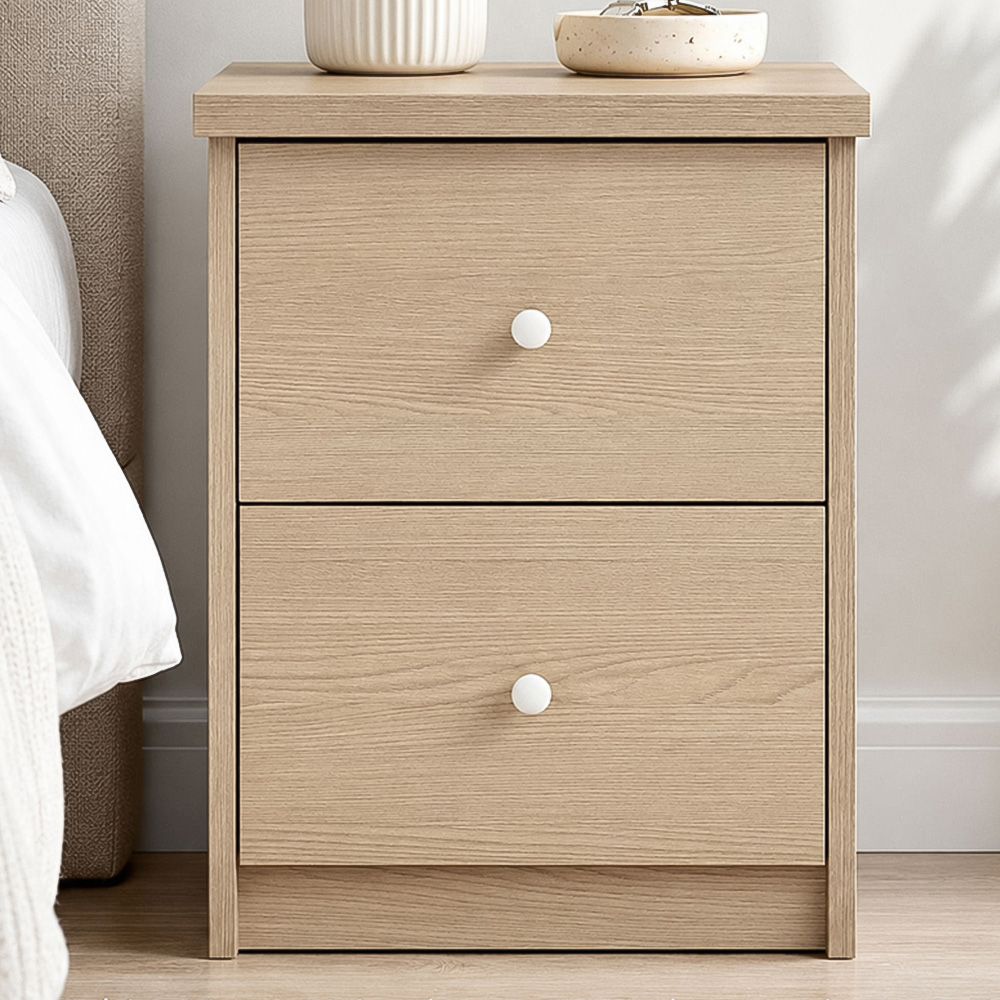 Core Products Freya 2 Drawer Smoked Oak Foil Finish Bedside Cabinet Image 1