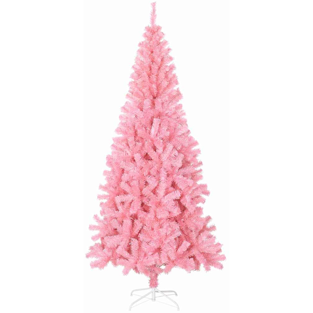 vidaXL Pre-Lit Blue Baubles Pink Artificial Christmas Tree 7ft Image 5