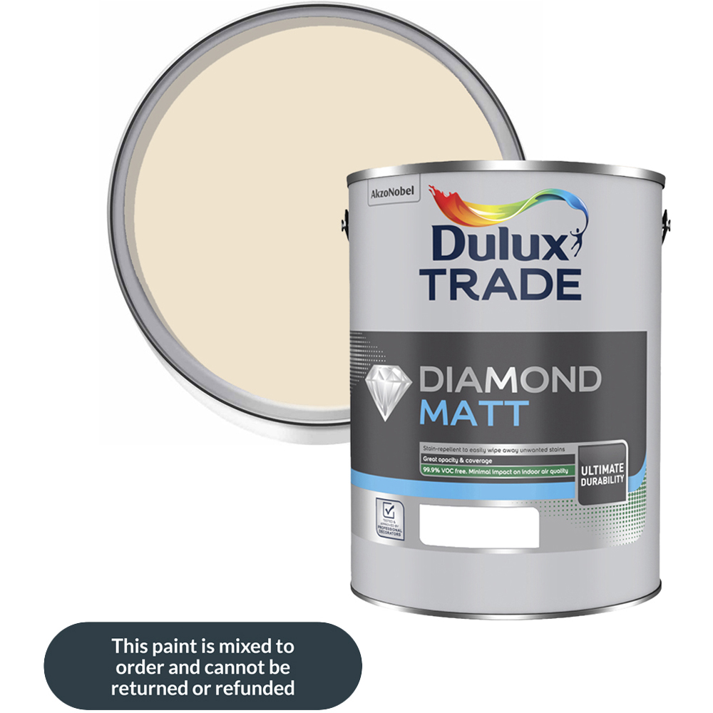 Dulux Trade Barley White Walls and Ceilings Diamond Matt Paint 5L Image 1
