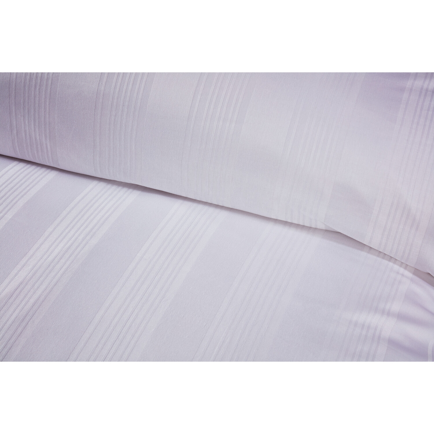 Divante Islington Stripe Sateen Duvet Cover and Pillowcase Set - White / King Image 4
