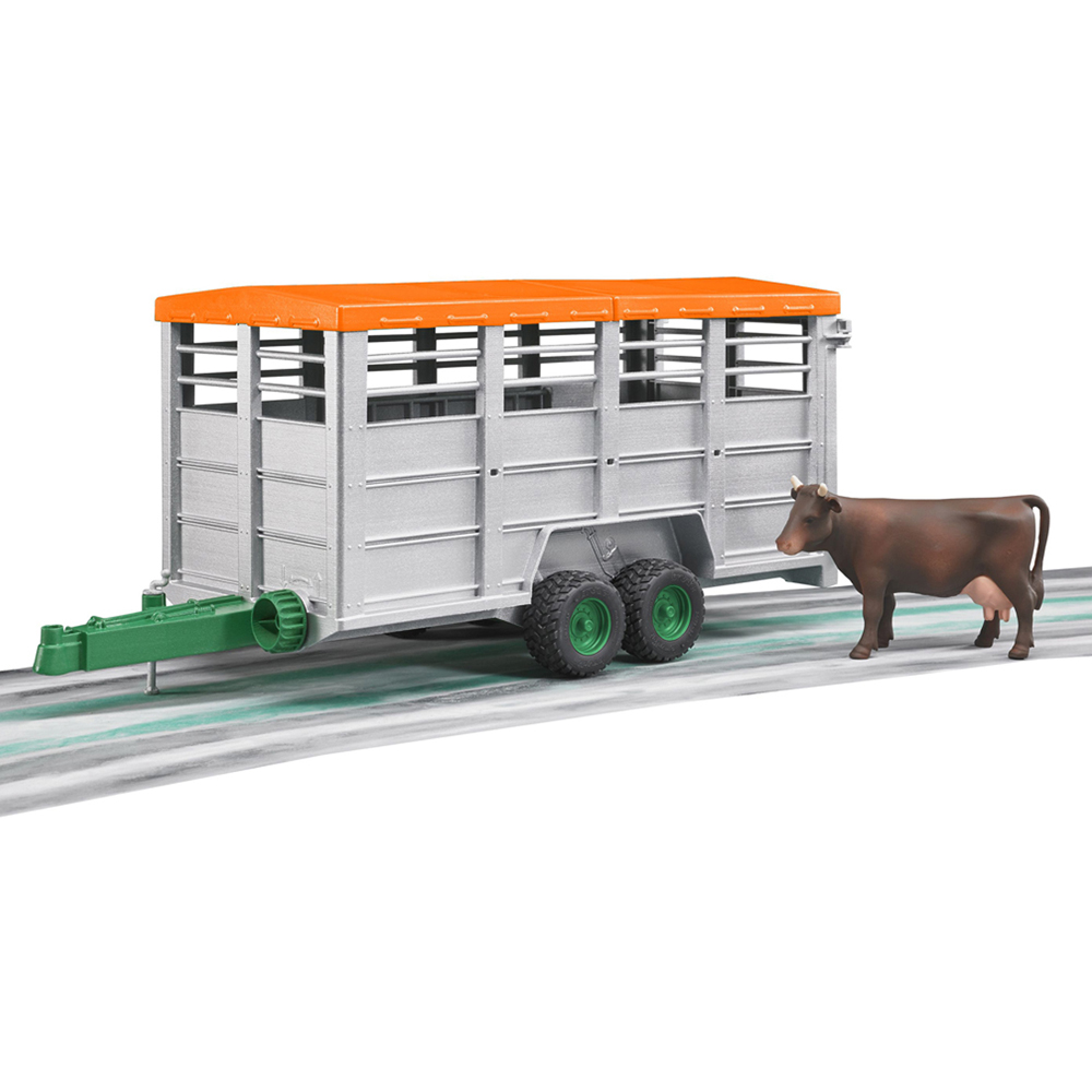 Bruder Kids Livestock Trailer Playset Model with Cow Figure Image 7