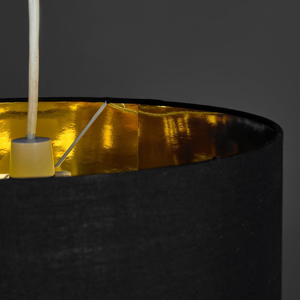 ValueLights Reni Black and Gold Inner Drum Ceiling Lamp Shade 35cm Image 3